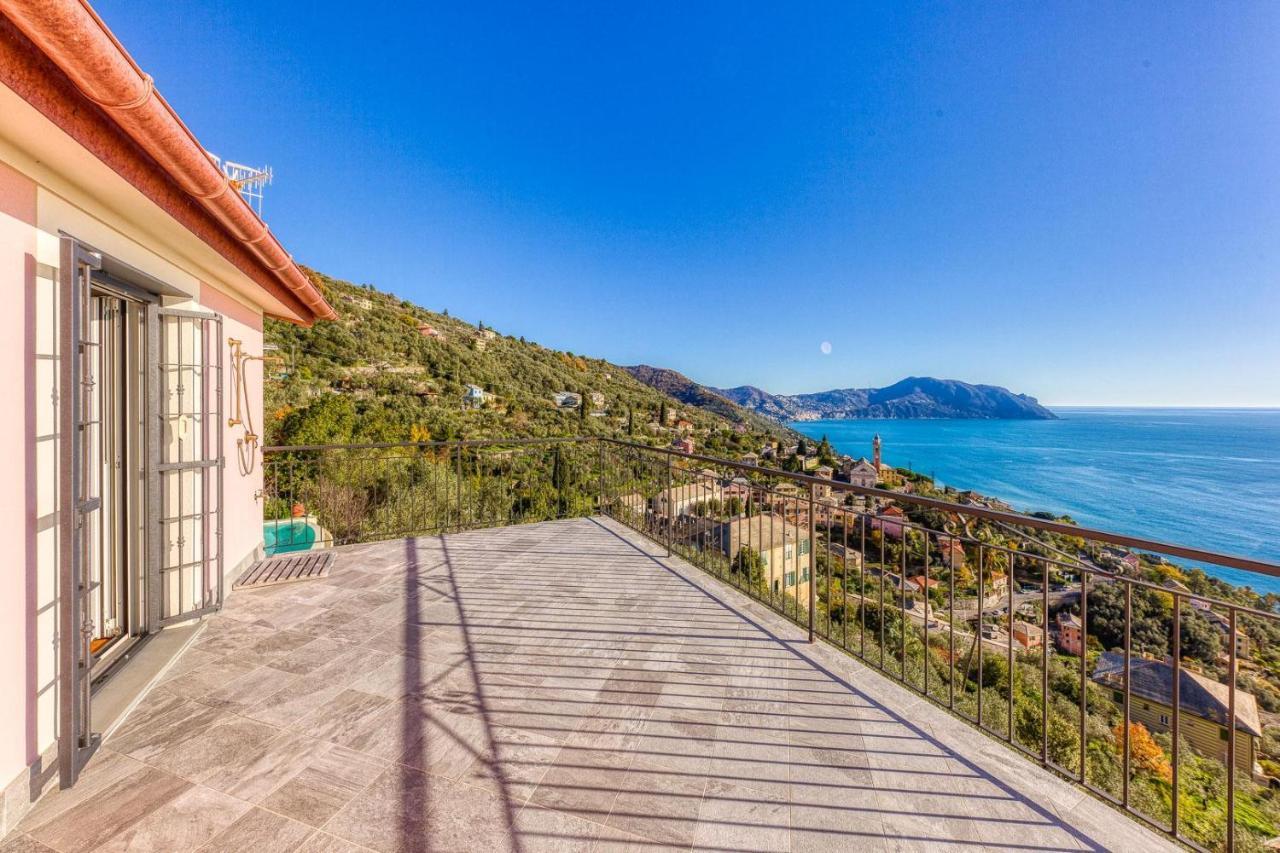 Casaviva - Ampio Trilocale Vista Mare Con Piscina - Pieve Alta Apartment Pieve Ligure Ngoại thất bức ảnh