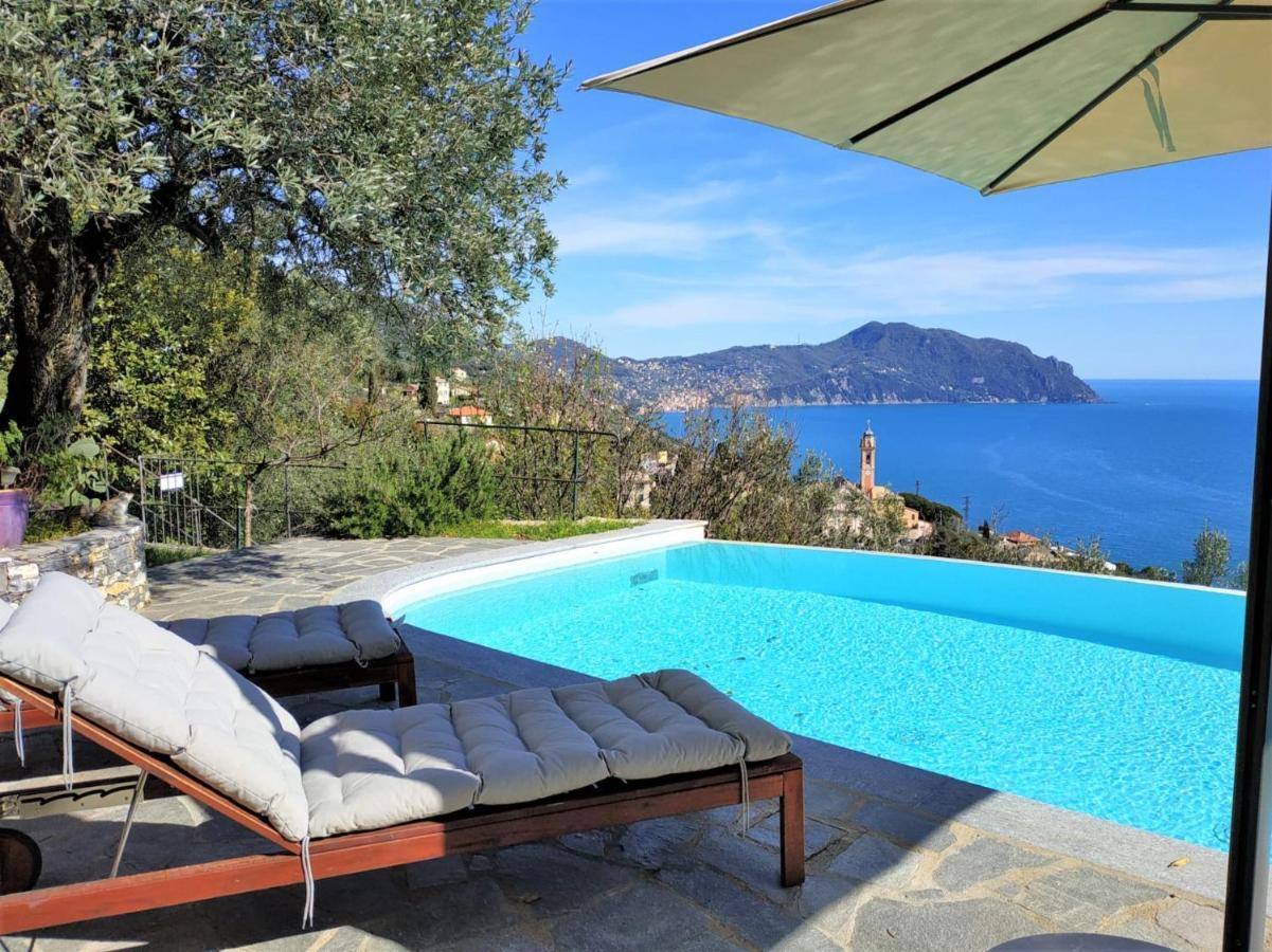 Casaviva - Ampio Trilocale Vista Mare Con Piscina - Pieve Alta Apartment Pieve Ligure Ngoại thất bức ảnh